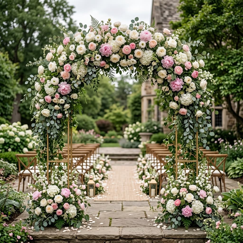 Beautiful fresh floral ceremony arch